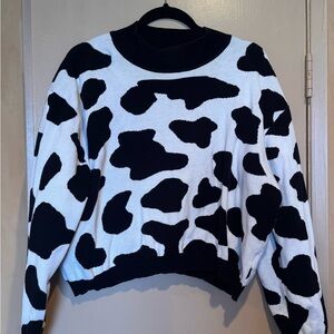 Fashion Brand Company Monochrome Cow Pattern Sweater